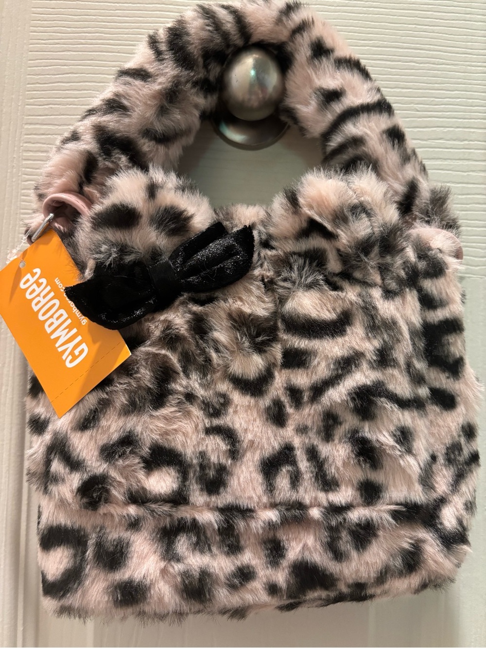 Gymboree- Leopard Faux-Fur Pink Leopard Handbag with 3D Cat Ears and Velvet Bow